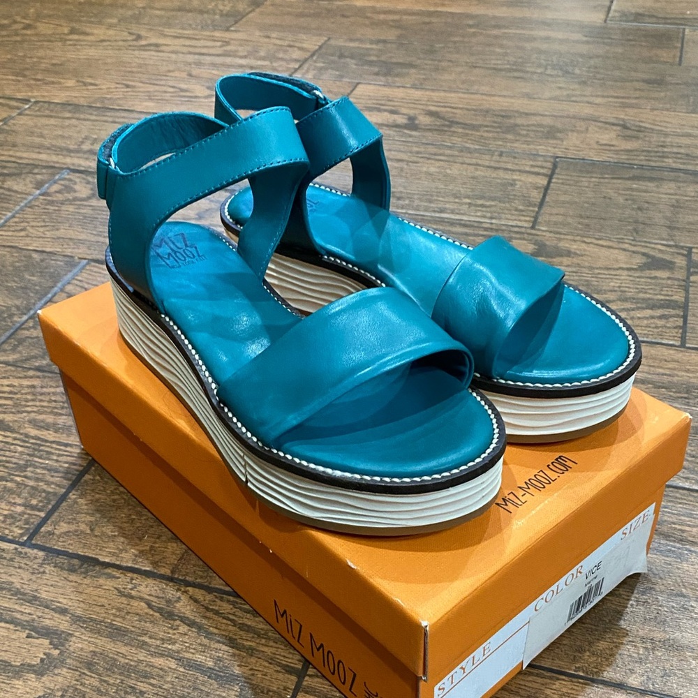 Miz Mooz Teal Platform Sandals